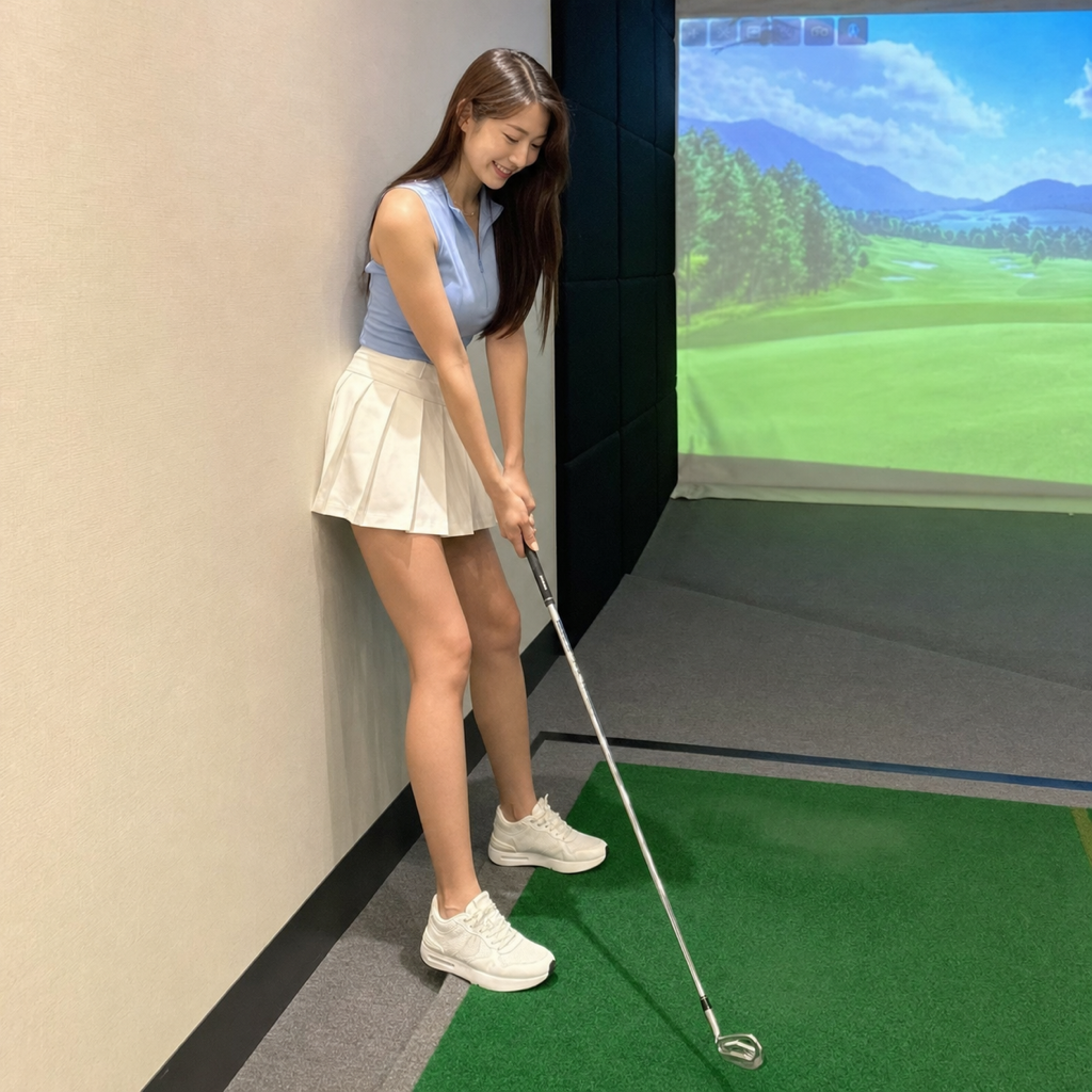 壁にお尻を軽く接点として右尻から左尻へ体重を入れ替える接点ドリル