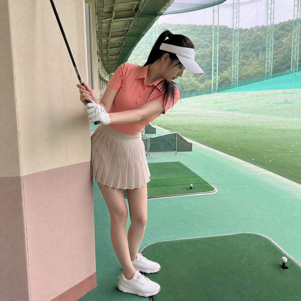 壁タッチドリルで左肩を前傾に沿って下げる縦回転を体に覚えさせる練習